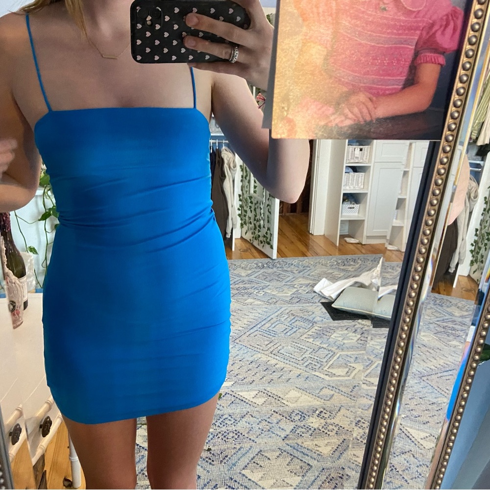 Blue garage mini dress